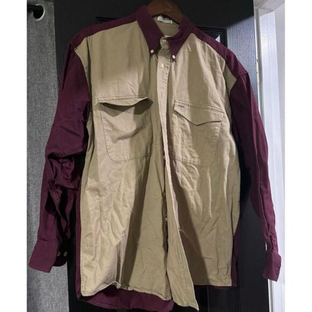 Men's Natural Issue color block button‎ up size large
